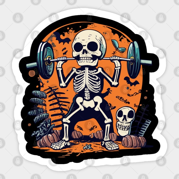 Squat Like It's Scary Catrina Skeleton Gym Sticker by Quote'x